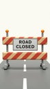 Road closed barricade for construction and improvement project warning Royalty Free Stock Photo