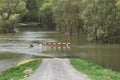 Road closed due to river flooding