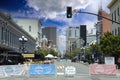 Road closed - Fifth Ave in the Gaslamp Quarter of San Diego, California