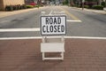 Road closed sign on a city road Royalty Free Stock Photo