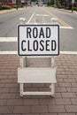 Road closed sign on a city road Royalty Free Stock Photo