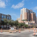 Road closed sign in Downtown Irving, Texas, USA Royalty Free Stock Photo