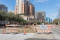 Road closed sign in Downtown Irving, Texas, USA Royalty Free Stock Photo