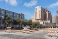 Road closed sign in Downtown Irving, Texas, USA Royalty Free Stock Photo