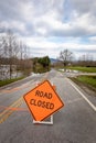 Road closed sign with flood road ahead Royalty Free Stock Photo