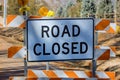 Road closed sign informing on street repair Royalty Free Stock Photo