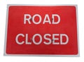 Road closed sign isolated over white Royalty Free Stock Photo
