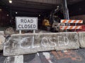 Road Closed, Spray Painted Jersey Barriers, Construction Site, Center City, Philadelphia, PA, USA