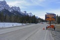 Road Closure Sign Alberta Parks Canadian Rocky Mountains COVID-19 Coronavirus Pandemic