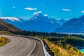 Road on the coast of Lake Tekapo Royalty Free Stock Photo