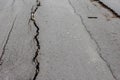 Road collapsed and subsidence cracking Royalty Free Stock Photo