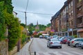 Road in Comillas, Cantabria, Spain, with Capilla Panteon at the Royalty Free Stock Photo