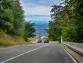Road coming down from Ranca to Novaci, the beggining of Transalpina, best driving road in Europe in the Carpathian Mountains with
