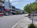 the road conditions in the city of Pontianak, Indonesia on Sundays, seem deserted of vehicles