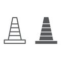 Road cone line and glyph icon, barrier and traffic, construction cone sign, vector graphics, a linear pattern on a white Royalty Free Stock Photo