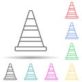 Road cone multi color set icon. Simple thin line, outline vector of navigation icons for ui and ux, website or mobile application Royalty Free Stock Photo