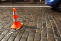 Road Cone on road. Royalty Free Stock Photo