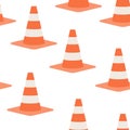 Road cones seamless pattern on transparent background