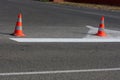 Road construction cones Royalty Free Stock Photo