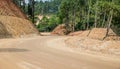 Road construction,Dirt road,New road surface. Royalty Free Stock Photo