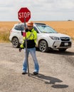 Road construction flagger Royalty Free Stock Photo