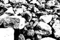 Road construction gravel in black and white Royalty Free Stock Photo