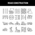 Road construction line icons set. Isolated vector element. Royalty Free Stock Photo