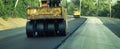 Road construction machinery Workers driving road maintenance vehicles Royalty Free Stock Photo