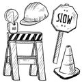 Road construction objects vector