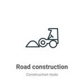 Road construction outline vector icon. Thin line black road construction icon, flat vector simple element illustration from Royalty Free Stock Photo