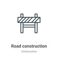 Road construction outline vector icon. Thin line black road construction icon, flat vector simple element illustration from