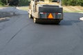 Road Construction, Paving, Steamroller, Asphalt Royalty Free Stock Photo