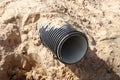 Road construction sewer pipe Royalty Free Stock Photo
