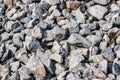 Road construction stone gravel granite stone Crushed rock close up. Small rocks ground. Crushed stone road building material Royalty Free Stock Photo