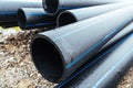 Road construction and storm water pipes for sanitary sewer Royalty Free Stock Photo