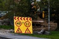 Road construction street sigs Royalty Free Stock Photo