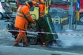 Road construction, teamwork Royalty Free Stock Photo