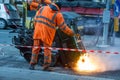 Road construction, teamwork Royalty Free Stock Photo