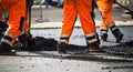 Road construction, teamwork Royalty Free Stock Photo