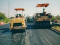 Road construction Using heavy equipment, blurred images Royalty Free Stock Photo