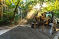 Road Construction Work on an Urban Residential Street with Sunlight in Chicago Royalty Free Stock Photo