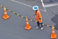 Road construction worker on city street Royalty Free Stock Photo