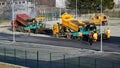 Road construction works with commercial equipment Royalty Free Stock Photo