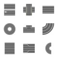 Road constructor icons set, cartoon style Royalty Free Stock Photo