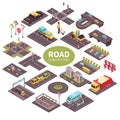 Road Constructor Isometric Composition Royalty Free Stock Photo