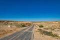 Road crossing the Negev desert in Israel Royalty Free Stock Photo