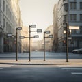 Road crosswalk adorned with signposts