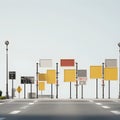 Road crosswalks with prominent signs