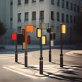 Road crosswalks with prominent signs