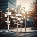 Road crosswalks with visible signposts